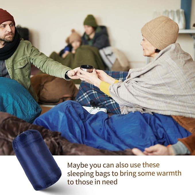 Macarrie 10 Pcs Bulk Sleeping Bags for Homeless Donation Shelter Adults 0 Degree Waterproof Sleeping Bags with Compression Sack for Cold Weather Emergency Hiking Camping Warm