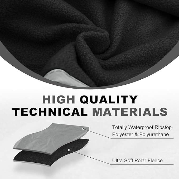 Fleece Waterproof Outdoor Blanket - Windproof Stadium Blanket for Camping Picnics and Sports Stay Dry and Comfortable 80x 58(Hoodeed Gray)