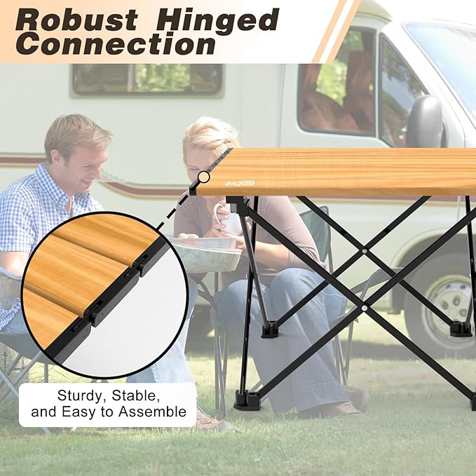 Portable Camping Table Compact Camping Side Table with Carrying Bag Ultralight Aluminum Beach Table Folding for Hiking Camping Picnicking BBQ Outdoor Cooking (Wood Medium 22)
