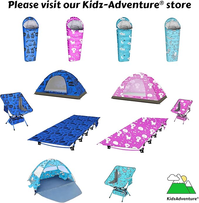 KidzAdventure Mummy Style 32 – 59F Kids Sleeping Bag with Pillow Sleeve 4 Season Lightweight and Backpacking Style Ideal for Camping Sleepover Boys Girls Youth and Toddlers