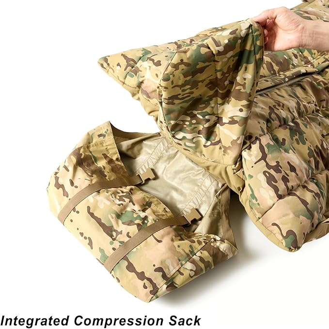 MT British Army Pattern 1958 Style Sleeping Bag – Military Tactical Roll-up Sleep System with Compression Sack Waterproof &amp Warm Outdoor Survival Gear OD/Multi-Terrain