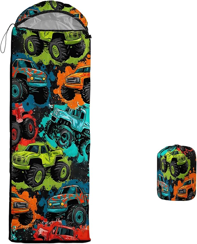 AILONEN Sports Basketball Sleeping Bag for Kids BoysWarm and Cool WeatherLightweightWaterproof Backpacking3D Galaxy Ball Print Sleeping Bag for Camping