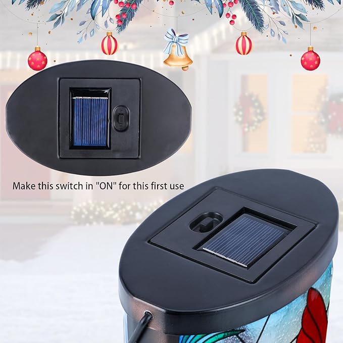 MUMTOP Hanging Solar Lanterns Outdoor Waterproof Christmas Lantern Cardinal Solar Lights Outdoor Decorative Solar Lanterns Tabletop Lamp for Patio Garden Yard Christmas Decor