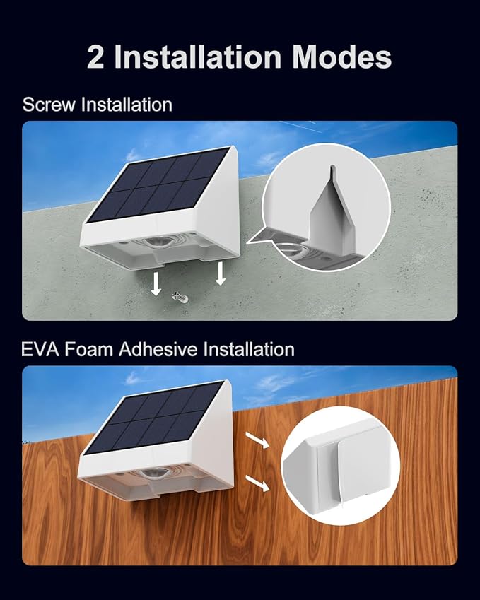 12 Pack Solar Powered Fence Lights Outdoor Waterproof with Warm White LED Spot Lens for Outside Pool Cage Patio Yard Rail Garage Adhesive Designed for Easy Mounted (White Shell)