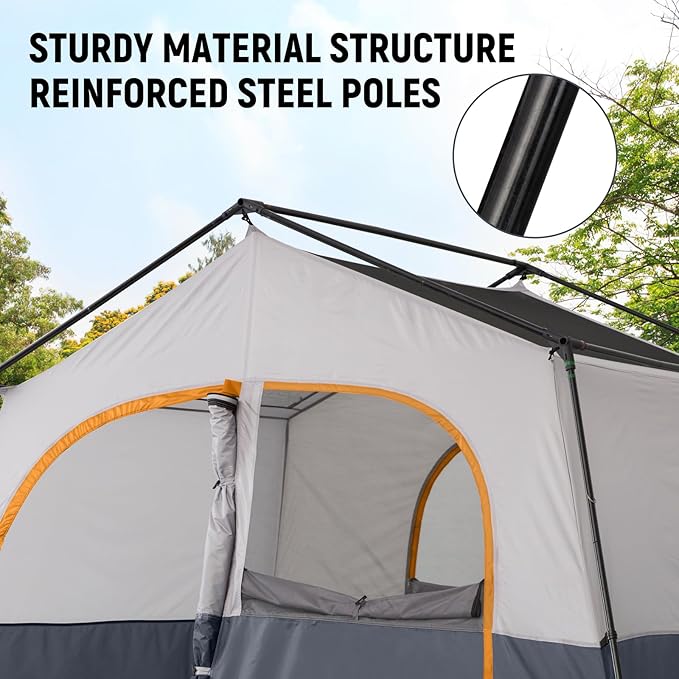 HIKERGARDEN 6-8 Person Camping Tent - Portable Family Cabin Tent for Camp Windproof Fabric Camp Tent Outdoor for Hiking Backpacking Traveling