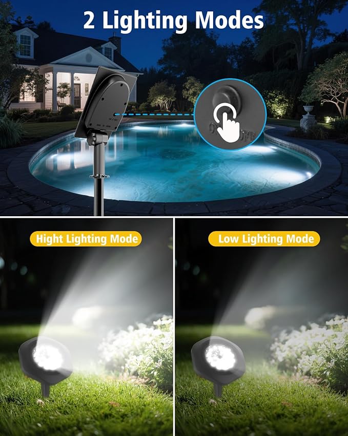 CORESLUX Solar Spot Lights Outdoor Waterproof IP68 3-in-1 LED Cool Light Solar Landscape Lights 2 Light Modes Landscape Path Lights for Outside Garden Yard Pond Pathway