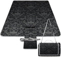 Black Goth Gothic Skull Damask Pattern Waterproof Outdoor Picnic Blanket Sandproof Beach Mat for Camping Hiking Grass Travelling 58.3x58.3in