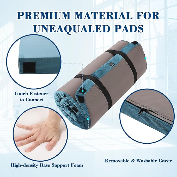 Foam Camping Mattress - Roll Up Sleeping Mat for Cot Foam Sleeping Pad for Camping with Cover for Kids Adults Portable Camping Mat Camping Pad for Bed Car