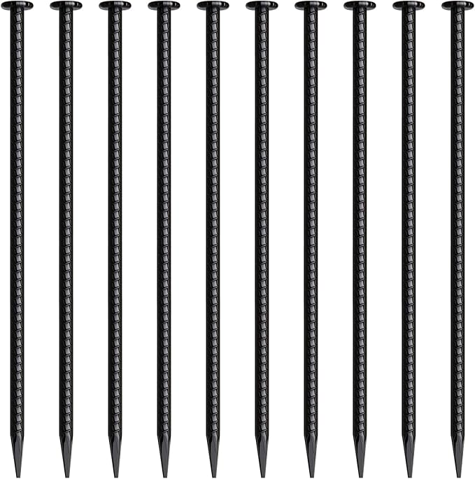 16 Inch Rebar Stakes 10 Pack Heavy Duty Ground Anchors 1/2 Inch Diameter Galvanized Steel Asphalt Anchoring Metal Spikes for Speed Bump Parking Curb and Camping Tent