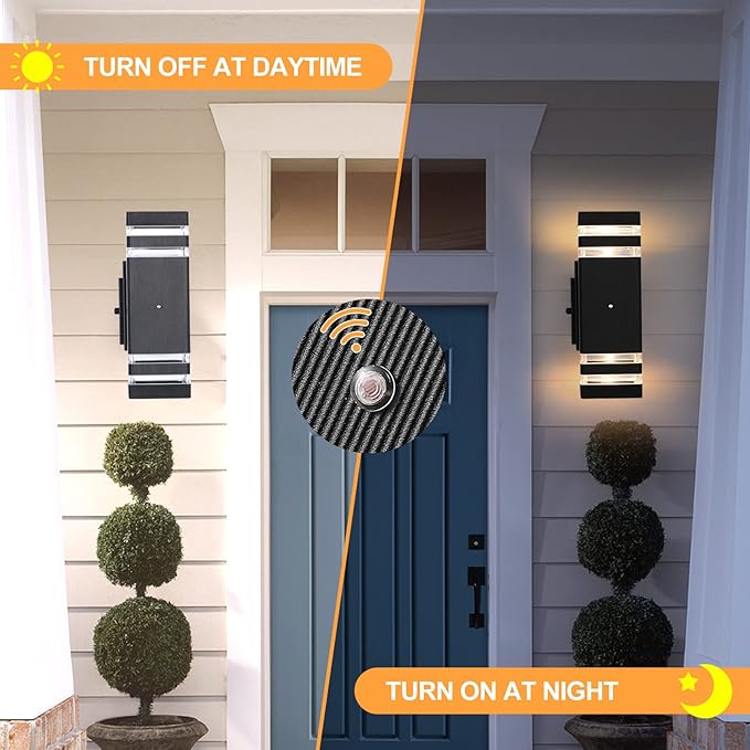 Porch Lights with GFCI Outlet 2 Pack Dusk to Dawn Outdoor Lights with Outlet IP65 Waterproof Anti-Rust Exterior Light Fixture Outside Wall Sconce for House Porch Garage Front Door