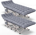 Camping Cot for Adults 2 Pack Heavy Duty Folding Sleeping Cots with Carry Bag Portable Camp Bed with Double Layer 1200D Oxford Fabric &amp Mattress Travel Cot for Camping Beach Patio Home Offic