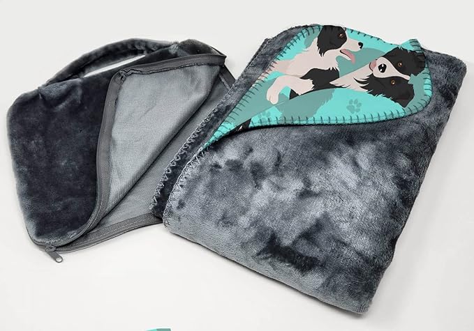 Caroline's Treasures MLM1025TBLT Border Collie Soft Travel Blanket with Bag Airplane Blanket Indoor Outdoor Camping Blanket for Traveling Picnics Beach Trips Concerts