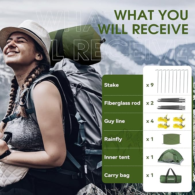 1/2/4 Person Camping Tent - Lightweight Backpacking Tent Waterproof Windproof Easy Setup Hiking Tent Suitable for Outdoor Family Camping Hunting Mountaineering Travel