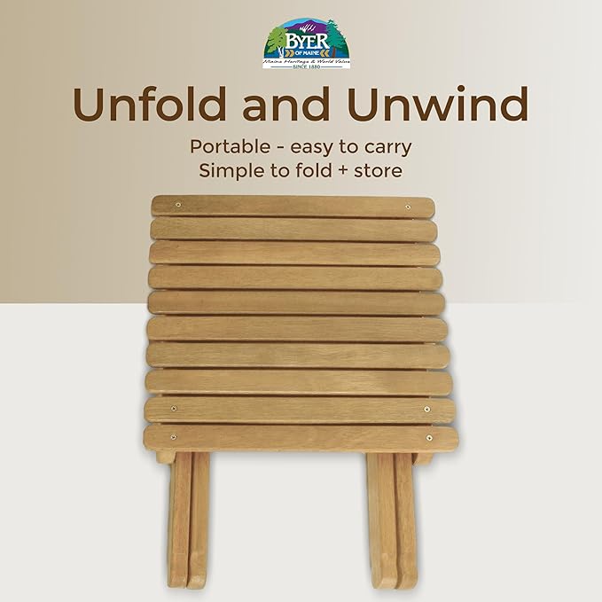 BYER OF MAINE Pangean Folding Wooden Side Table – 22 L x 20 W x 20 H Folding Ash Wood Table for Patio Porch Balcony Camping &amp Garden Use