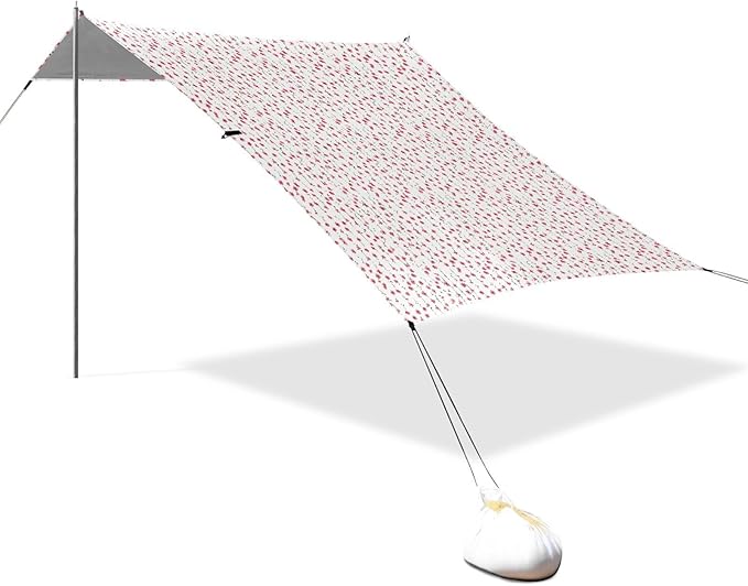 ALAZA Weeping Pink Cherry Blossom Flower Beach Tent Sun Shelter UPF50+ Protection Beach Shade Canopy w/ 4 Sandbags for Outdoor Camping Fishing Backyard Fun Picnic 10x9 ft