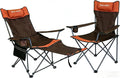 2 Pack Adjustable Folding Camping Chairs with Detachable Footrest and Headrest Lightweight and Portable Ideal for Hiking Travel Fishing and Outdoor Activities (Orange)