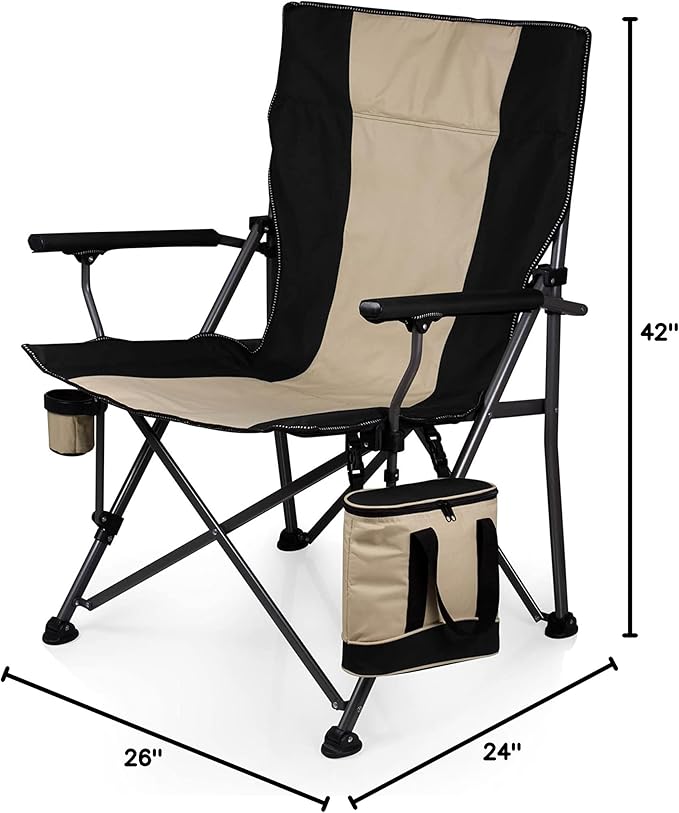 Picnic TIME NFL Green Bay Packers Big Bear XXL Camp Chair with Cooler Heavy Duty Beach Chair 500 lb Capacity Camping Chair with Carry Bag (Black)