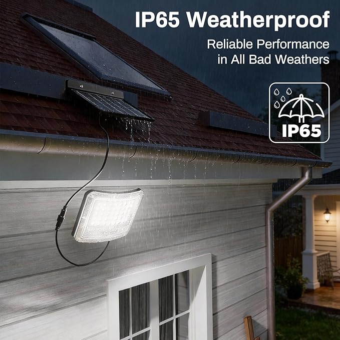 Solar Lights Outdoor4000mAh Solar Flood Light with Remote Control and Motion SensorSloar Powered Security Lights with 16.4 FT Cable 3 ModesWaterproof for Outside Patio Yard