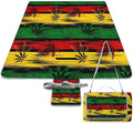 Marijuana Leaves Rasta Lion Cannabis Waterproof Outdoor Picnic Blanket Sandproof Beach Mat for Camping Hiking Grass Travelling