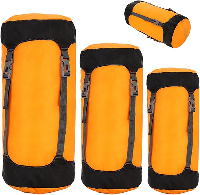 Compression Sack for Sleeping Bag Stuff Sack 3Pcs Compression Wateproof &amp Adjustable Nylon Sleeping Bag with Drawstring Lightweight for Traveling Camping Hiking Backpacking