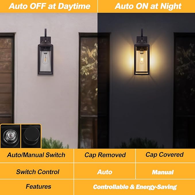 19 Dusk to Dawn Outdoor Lighting 2 Pack Large Outdoor Wall Sconce Dusk to Dawn Sensor Wall Sconce Lamp Anti Rust Bronze Dusk Till Dawn Porch Light for Doorway Garage Patio