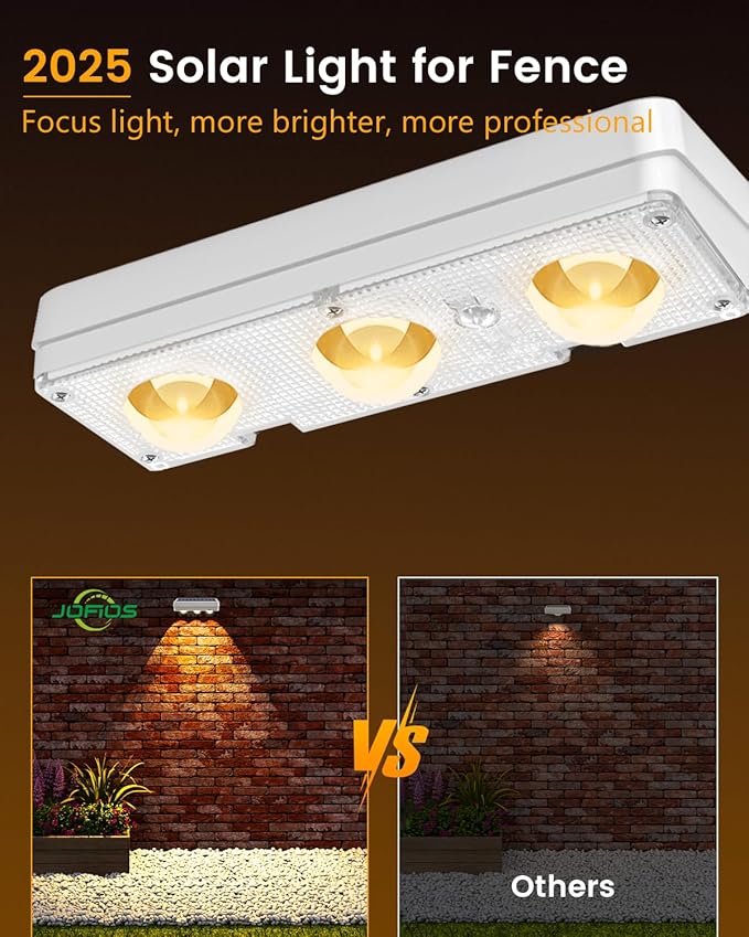 Solar Fence Lights Outdoor Waterproof Led 1300mAh16pack6 inch Solar Lights for Fence with Warm White &amp RGB 8 ColorsOutdoor Solar Lights for Patio Backyard Deck Railing (White)