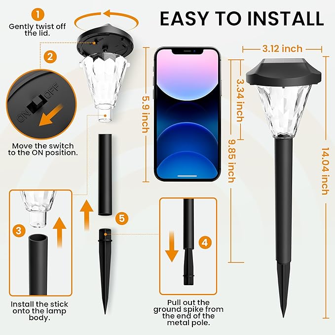 GIGALUMI 10 Pack Solar Lights Outdoor Waterproof Outdoor Solar Lights for Yard Solar Garden Lights Yard Decorations Outdoor for Pathway Patio Garden Driveway Lawn and Landscape(Warm White)