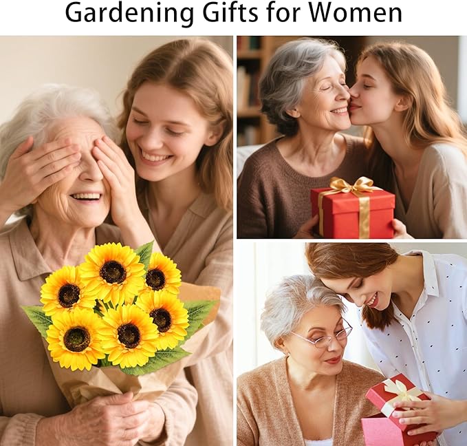 Solar Garden Lights Outdoor 3 Pack Sunflower Lights with 9 Large Sunflower Waterproof Garden Decor Birthday Gifts for Mom Grandma Decorative Solar Flowers for Pathway Patio Yard Fall Decorations