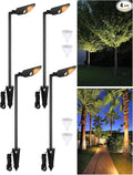 LEONLITE 24 Inch Low Voltage Landscape Spotlight 12V LED Outdoor Landscape Lighting with 7W 3000K MR16 Bulbs Max 50W GU5.3 Base Die-Cast Aluminum Uplighting for Garden Tree Yard Black Pack of 4