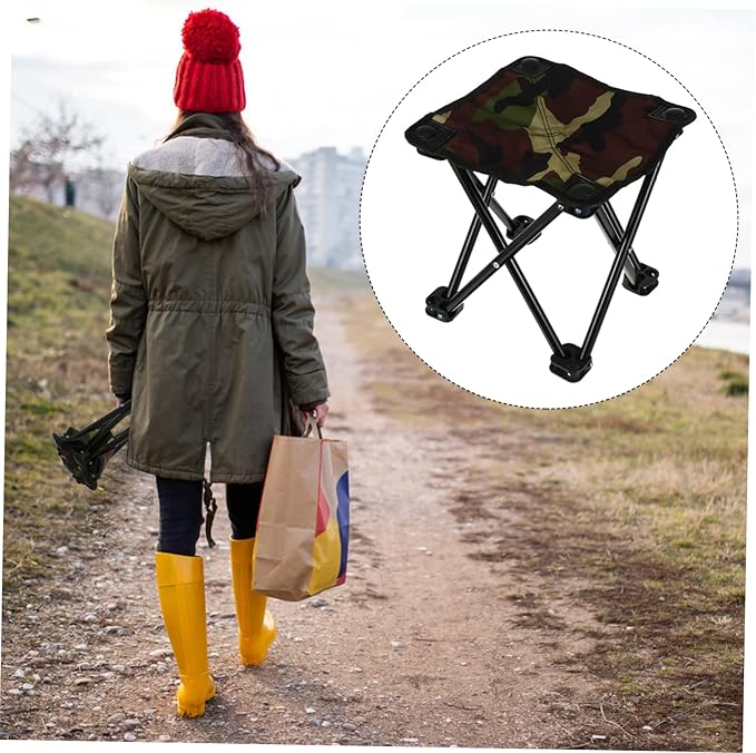 Mikikit Folding Fishing Stool Compact Outdoor Camping Chair Oxford for Comfortable Use