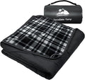 Large Outdoor Waterproof Blanket Extra Thick Fleece Stadium Blanket for Camping Car Pet Picnics - Windproof Wearable Machine Washable 80 x 58 (Black Check)