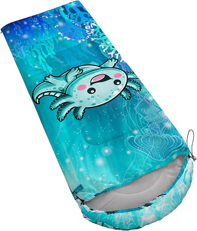 AILONEN Pink Flamingo Sleeping Bag for Kids GirlsWarm and Cool WeatherLightweightWaterproof BackpackingTropical Flamingo Theme Palm Leaves Sleeping Bag for Camping
