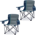 TIMBER RIDGE Oversized Folding Camping Chair for Adults Support 550 LBS Heavy Duty with Cup Holder Side Pocket for Camping Lawn Picnic 2 Pack(Navy)