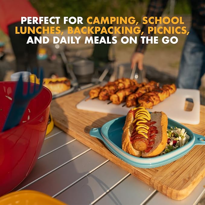 UCO 4-Piece Camping Mess Kit with Bowl Plate and 3-in-1 Spork Utensil Set