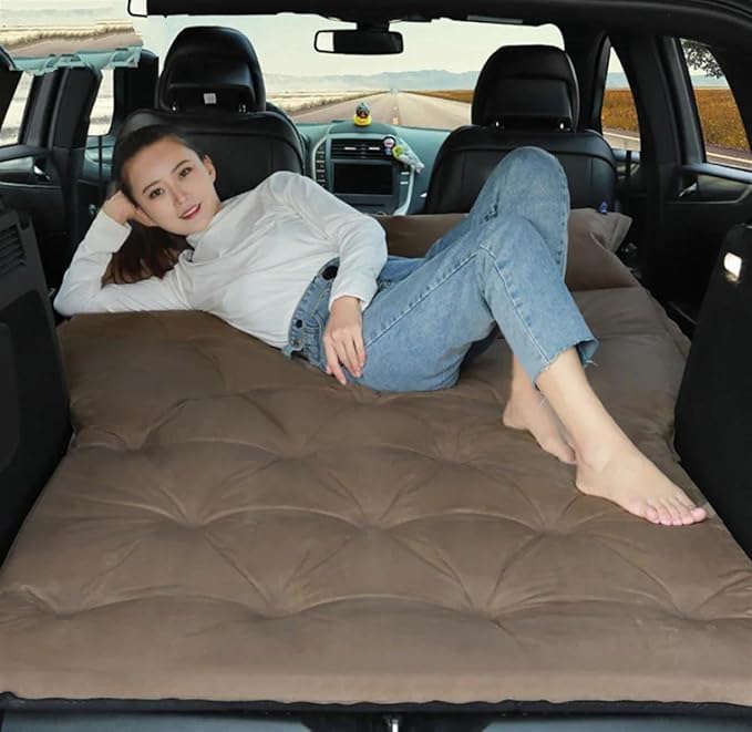 Car Inflatable Mattress SUV Mpv Inflatable Bed Automatic Inflatable Car Bed Rear Travel Sleeping Mat Portable Car Sleeping Mat (Black)