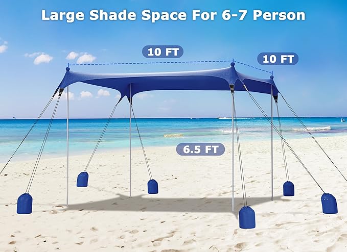 Gorich Beach Tent Sun Shelter with 8 Sandbags UPF50+ Protection &amp Windproof Pop Up Beach Canopy Tent Sun Shade for Family Travel &amp Camping Easy Setup Canopy Umbrella