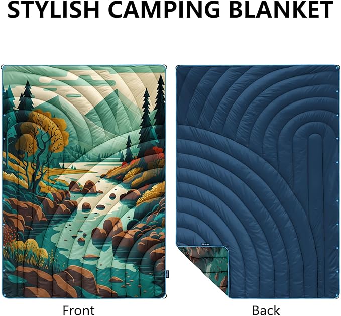 Camping BlanketPuffy Printed Camp Blankets Lightweight Packable for Outdoor CampingTraveling Stadium Hiking Picnics