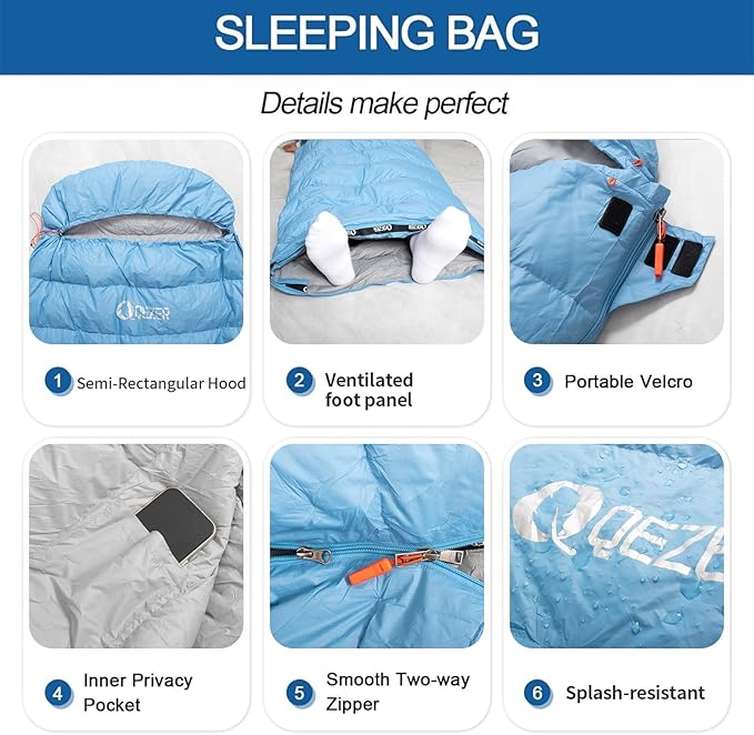 Sleeping Pad and Pillow with 300Fill Power Down Sleeping Bag