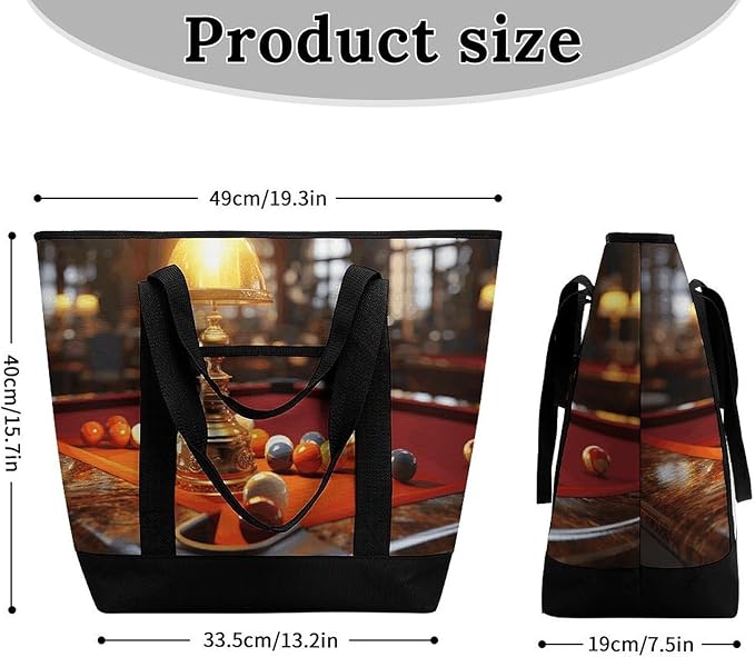 Insulated Shopping BagLarge Reusable Cooler Bags Billiards Printed Foldable Shopping BagTravel Waterproof Shoulder Bag