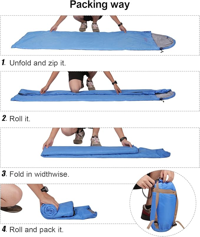 REDCAMP Ultra Lightweight Sleeping Bag for Backpacking Hiking Comfort for Adults Warm Weather with Compression Sack