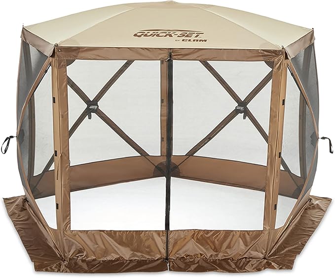 CLAM Pop Up Screen Tent Outdoor Camping Gazebo Canopy Venture 9' x 9' Brown
