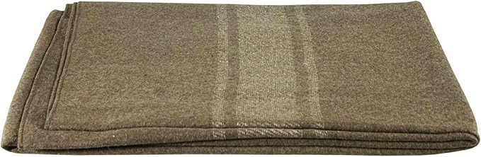 FOX OUTDOOR PRODUCTS Wool Blanket - Warm Lightweight Wool Blend Blanket with Whip-Stitched Edges for Outdoor &amp Home Use Italian Army Style