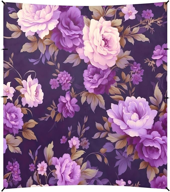 Purple Roses Beach Tent Sun Shelter 9.2' x 10.5' Beach Canopy with 4 Sandbags 4 Stability Poles Sand Shovels - Tent Canopy for Beach Camping Fishing Picnics