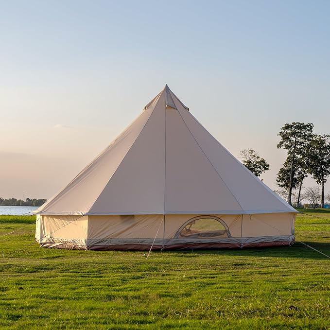 Oxford Bell Tent for Family Camping - Spacious 13.1ft /16.4ft Yurt with Stove Jack Large Glamping Tents for 4-8 People 4 Season Oxford Hot Tent Shelter