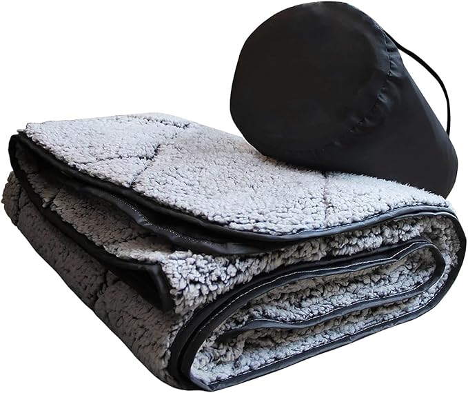 Waterproofs Outdoor Blanket with Fleece Lining Soft Moistureproof Folding Mat Portable Fleece Camping Blanket Easy Use