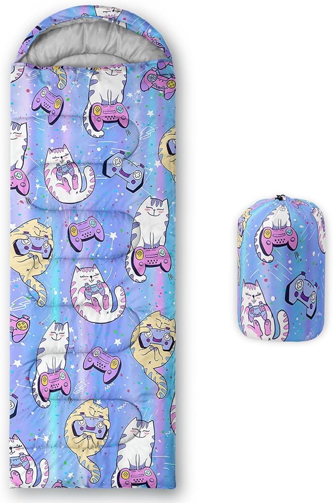 Kids Sleeping Bag for Boys GirlsWestern Cowboy Print-Lightweight Warm Portable Outdoor Indoor-Waterproof Cold Weather Resistant Sleeping Bag for Camping Hiking
