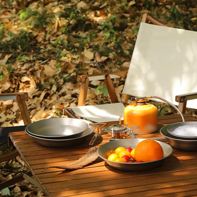 Camping Bowl Portable 750ml Metal Soup Bowl with Mesh Storage Bag Outdoor Dinnerware for Camping Hiking Picnic