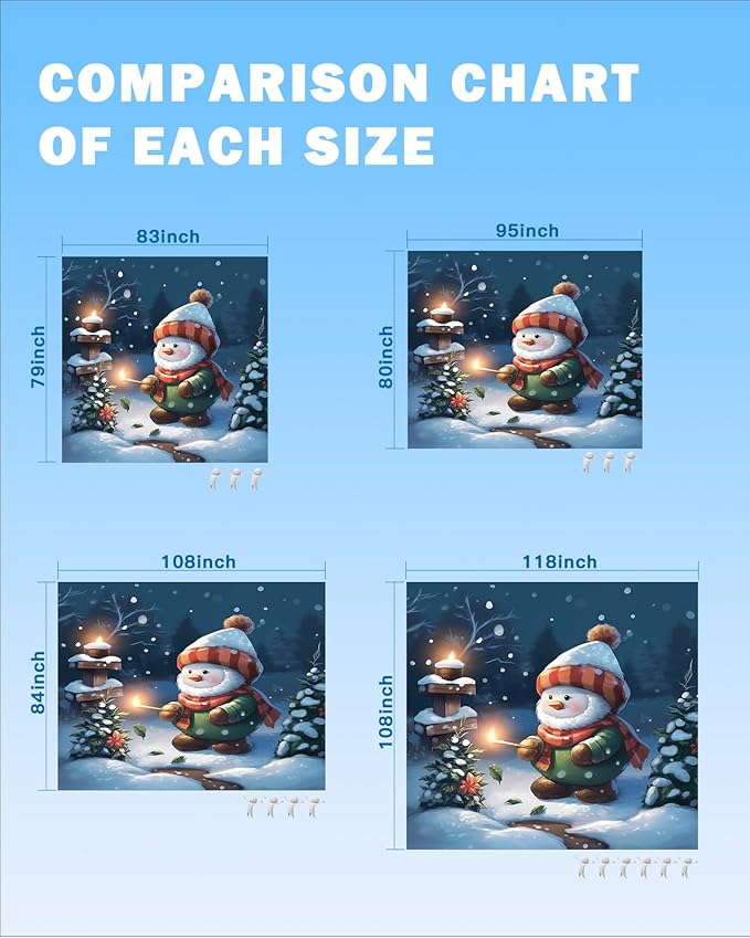 Beach Blanket Waterproof Sandproof Christmas Cute Cartoon Snowman Quick Drying Beach Mat with 4 Stakes Tree Snow-covered Landscape Lightweight Picnic Blanket for Travel Camping Outdoor 118x108