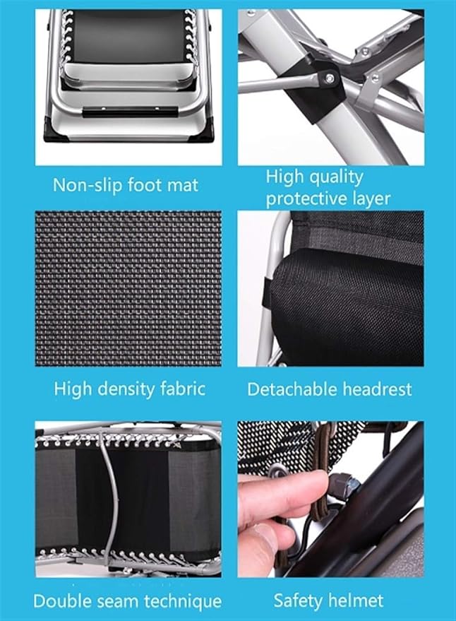 FWZJ Household Leisure Deck Chair Adjustable Reclining Breathable Outdoor Beach Chair Multi-Function Foldable Office Lunch Break Seat (Style C)