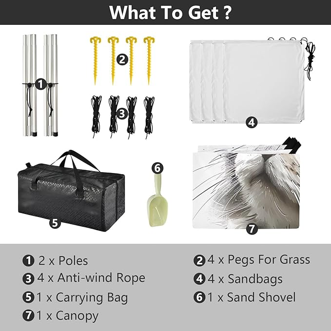 Cat Drawing Beach Tent Sun Shelter 9.2' x 10.5' Beach Canopy with 4 Sandbags 4 Stability Poles Sand Shovels - Tent Canopy for Beach Camping Fishing Picnics